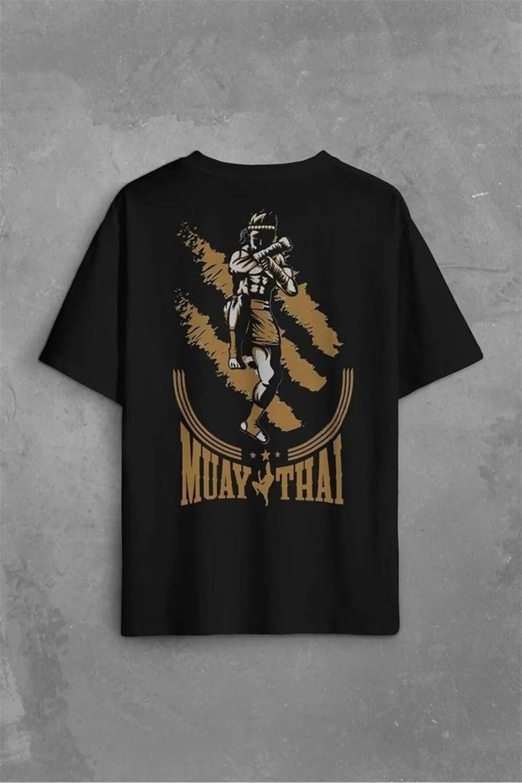 Unisex Muay Thai Baskılı Oversize %100 Pamuk T-shirt