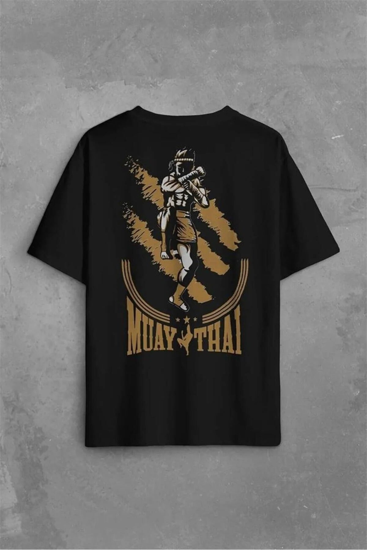 Unisex Muay Thai Baskılı Oversize %100 Pamuk T-shirt