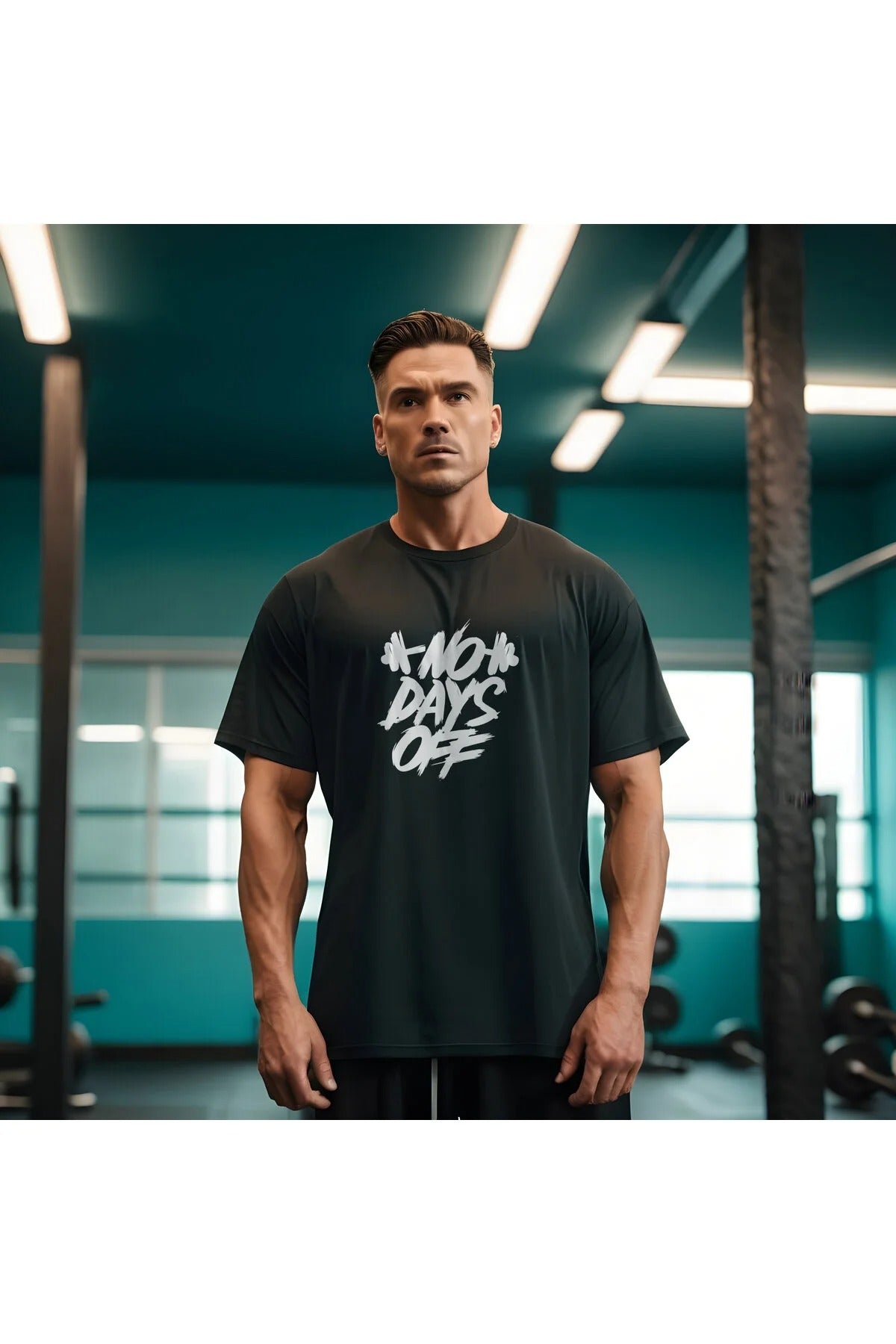 No Days Off baskılı Erkek Oversize T-shirt