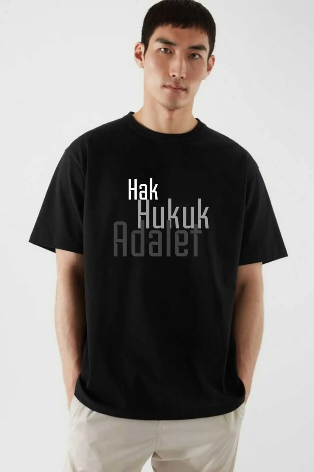 Unisex Hak Hukuk Adalet Baskılı Oversize T-shirt