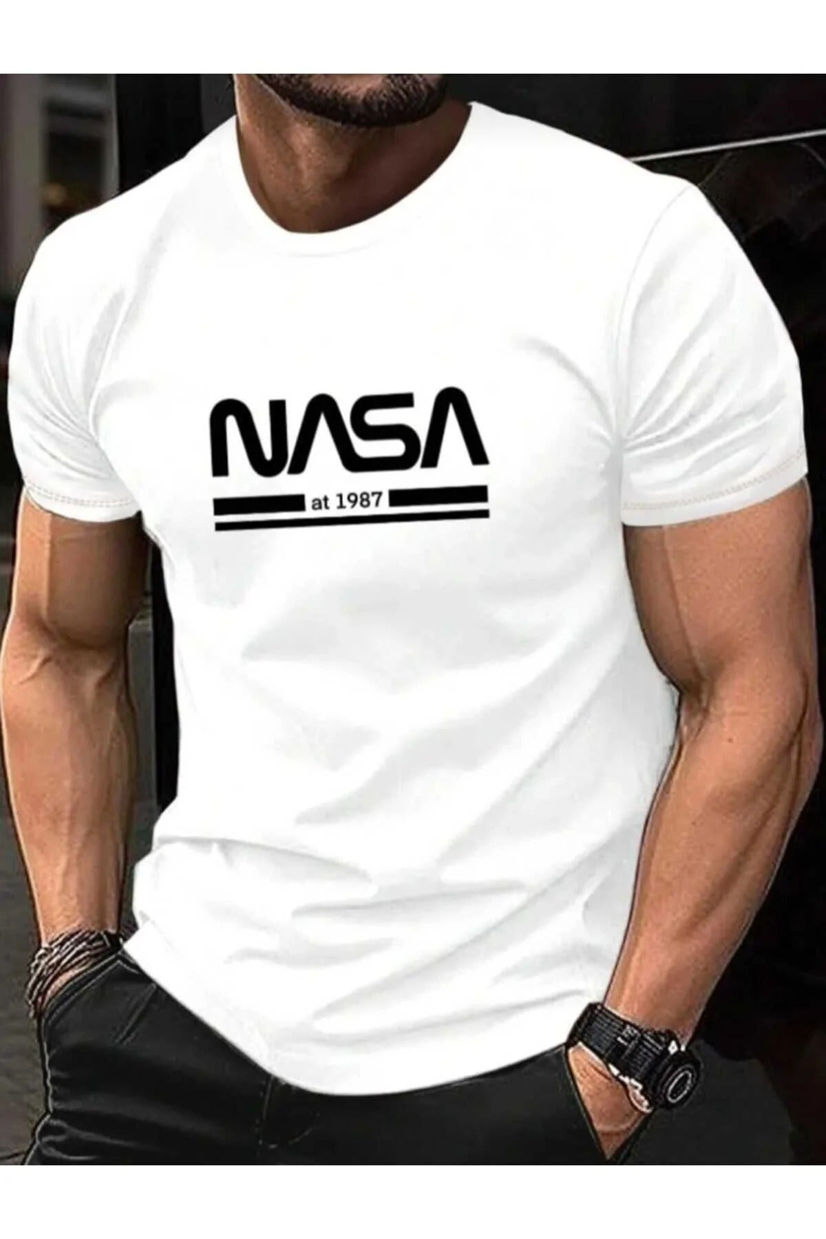 NASA Baskılı Kadın-Erkek Oversize Özel Tasarım Baskılı T-shirt