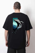 Unisex Balina Sırt Baskılı Oversize T-shirt