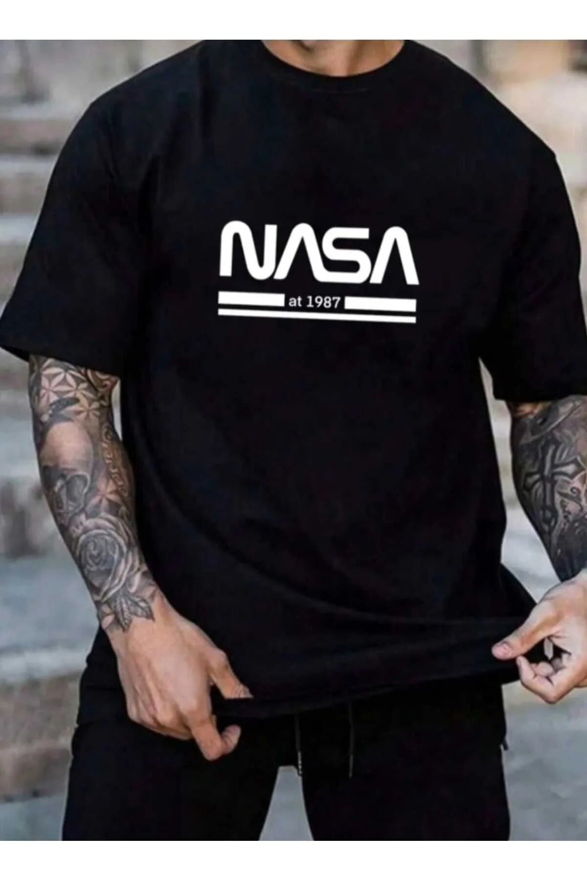 NASA Baskılı Kadın-Erkek Oversize Özel Tasarım Baskılı T-shirt
