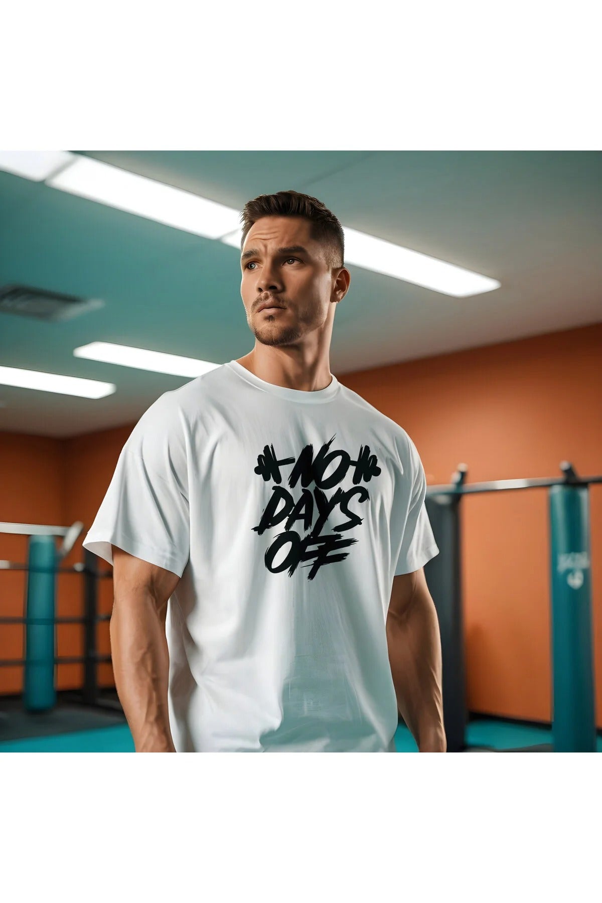 No Days Off baskılı Erkek Oversize T-shirt