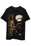 Unisex Anime My Hero Academia Katsuki Bakugo Baskılı Siyah Tişört