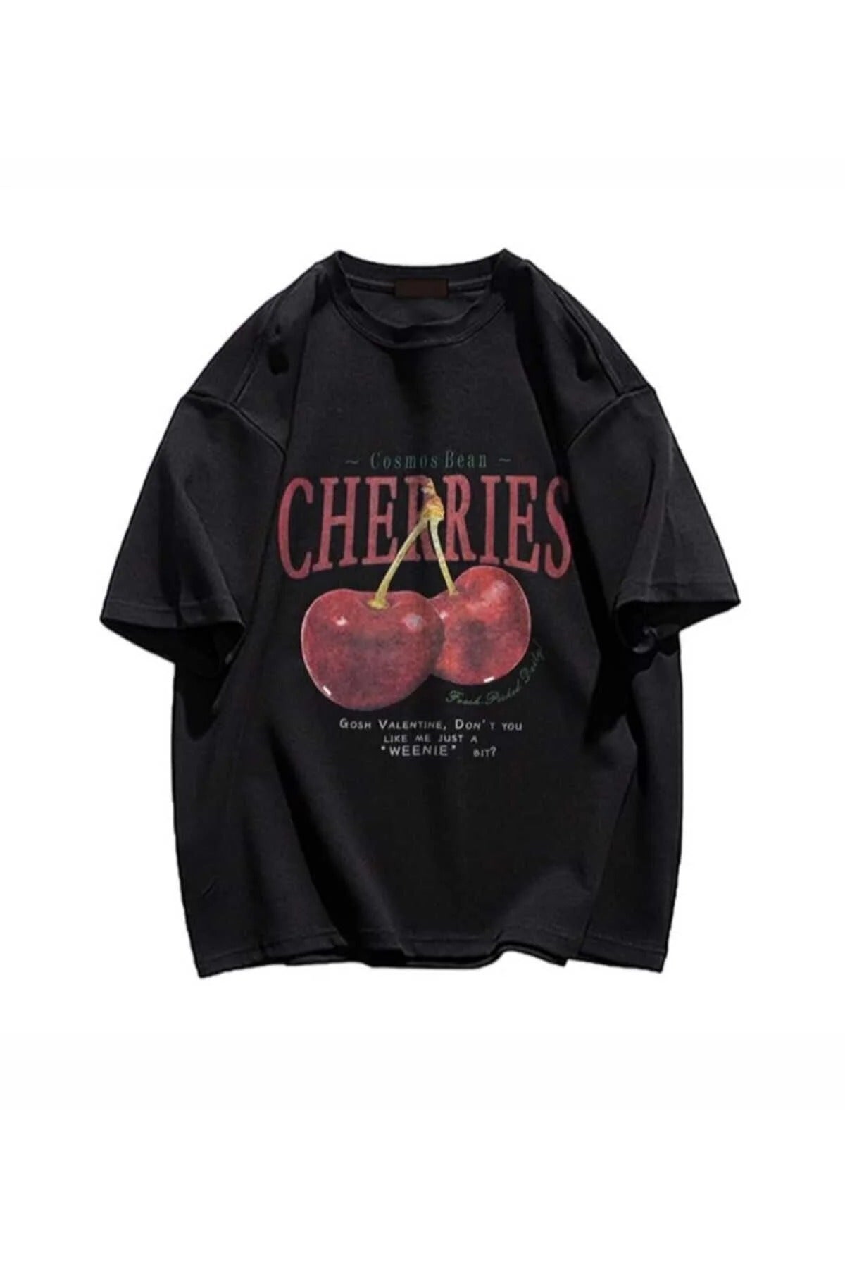 Red Cherries Baskılı Oversize Unisex  Tshirt