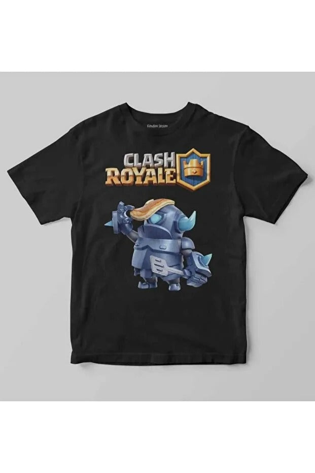 Ceyasmoda Unisex Siyah Clash Royale Mini P.E.K.K.A Savaşçı Baskılı T-shirt