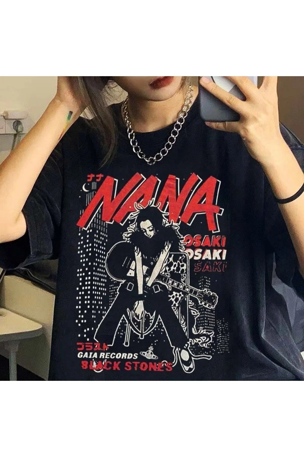 Black Stones - Nana Osaki Guitar Siyah Unisex T-shirt-